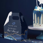 Ballotins Elégante Marine Blue Gold Agate Bat mitzvah Party<br><div class="desc">Elégante agate bleu marine et or décorent cette boîte de préférence Bat mitzvah moderne. Le nom de votre fille est écrit dans une belle écriture formelle sous l'Étoile de David. Parfait pour une famille juive chic et élégante célébrant une fille appelée à la Torah.</div>