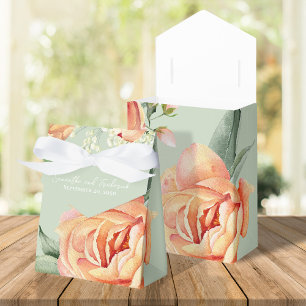 Ballotins Élégante Pêche de Mariage Pêche Florale Vert