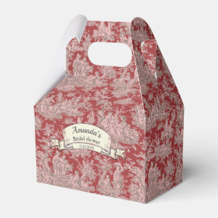 Ballotins Élégante Toile de Jouy Vintage Monogramme Rouge Fo