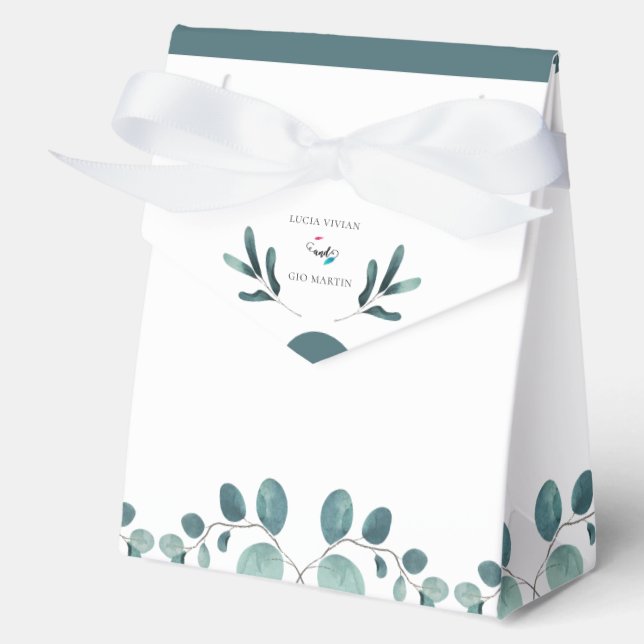 Ballotins Elégante Verdure Calligraphie Mariage Favor Box (Recto)