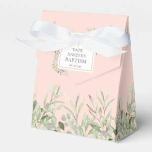 Ballotins Élégante verdure de baptême feuillage rose blush