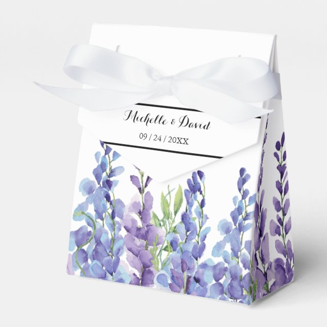 Ballotins Élégante Violet Violet Florales Mariage Favor Box (Verso)
