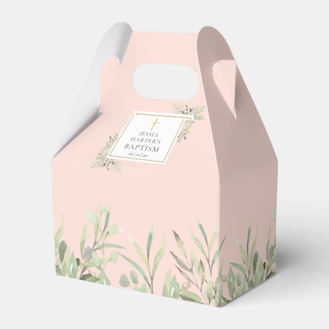 Ballotins Élégantes feuilles de verdure de baptême rose poud (Verso)
