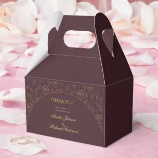 Ballotins Élégantes Roses Dorées Chocolat Marron Mariage 