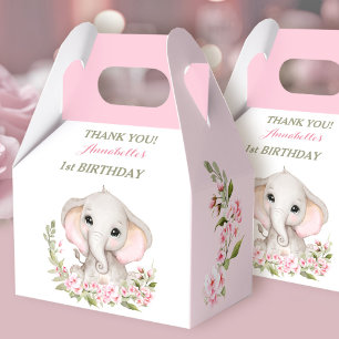 Ballotins Elephant 1er anniversaire fille Printemps rose Sak