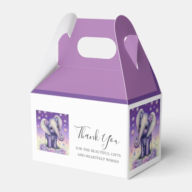 Ballotins Eléphant adorable Fleur violette merci (Verso)