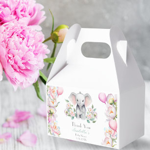 Ballotins Eléphant Bébé avec pivoines et Baby shower Ballons