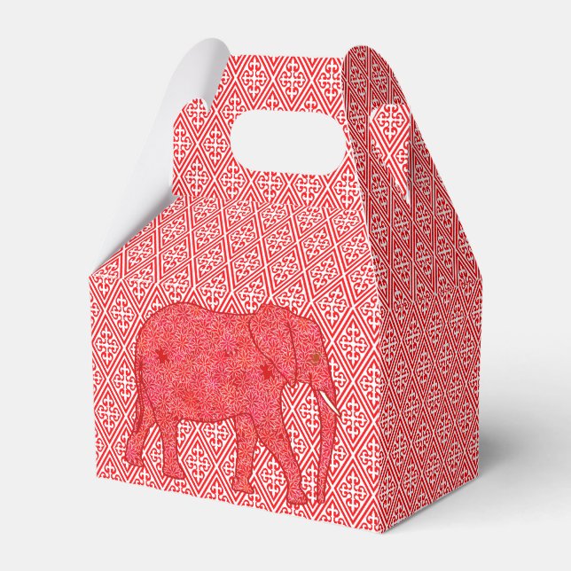 Ballotins Eléphant de fleurs - rouge profond et corail (Verso)