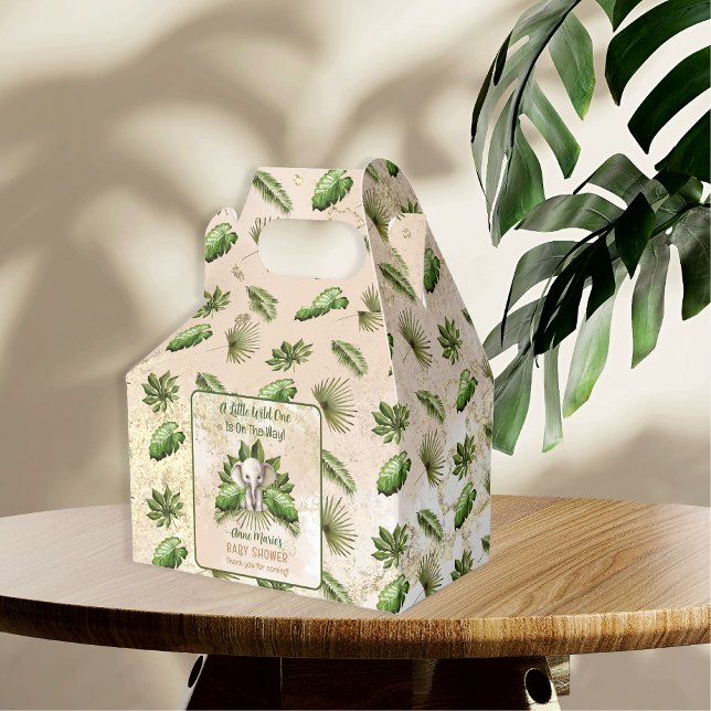 Ballotins Elephant Little Wild One Est En Chemin Baby shower (Elephant A Little Wild One Is On The Way Baby Shower Favor Boxes)