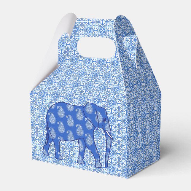 Ballotins Éléphant Paisley - bleu cobalt et blanc (Verso)