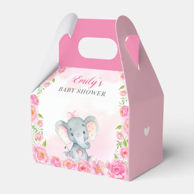 Ballotins Eléphant rose Bébé Fille Douche Sprinkle Guest Cad (Verso)