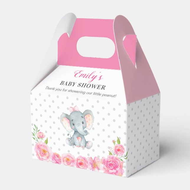 Ballotins Eléphant rose Bébé Fille Douche Sprinkle Guest Cad (Verso)