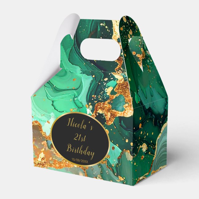 Ballotins Emerald Green and Gold Marble Agate Birthday Party (Verso)