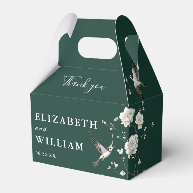 Ballotins Emerald Green Chinoiserie Floral Mariage Merci (Verso)