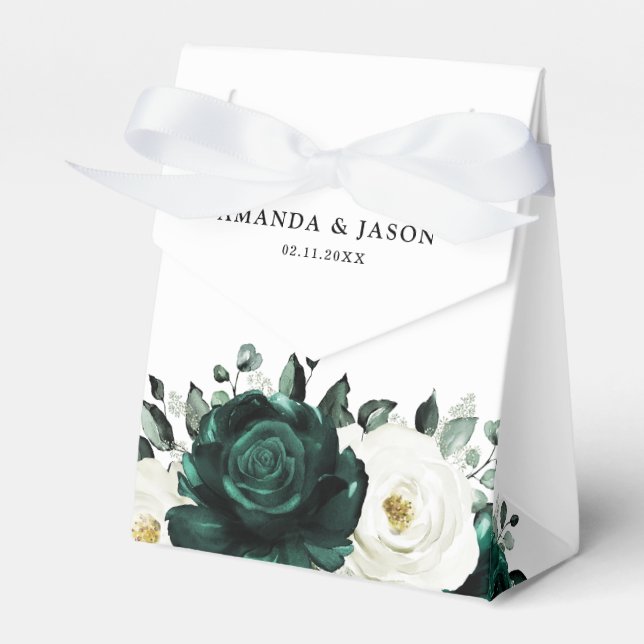 Ballotins Emerald Green Eucalyptus Blanc Floral Mariage (Verso)