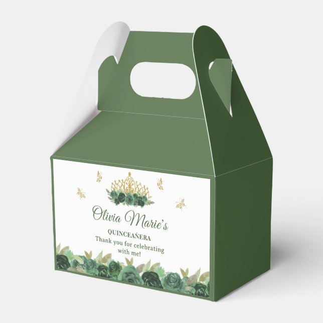 Ballotins Emerald Green Floral Tiara Butterfly Quinceanera (Verso)