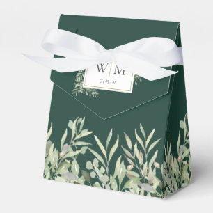 Ballotins Emerald Green Foliage Monogram Mariage