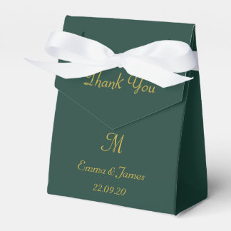 Ballotins Emerald Green & God Monogram Wedding Thank You