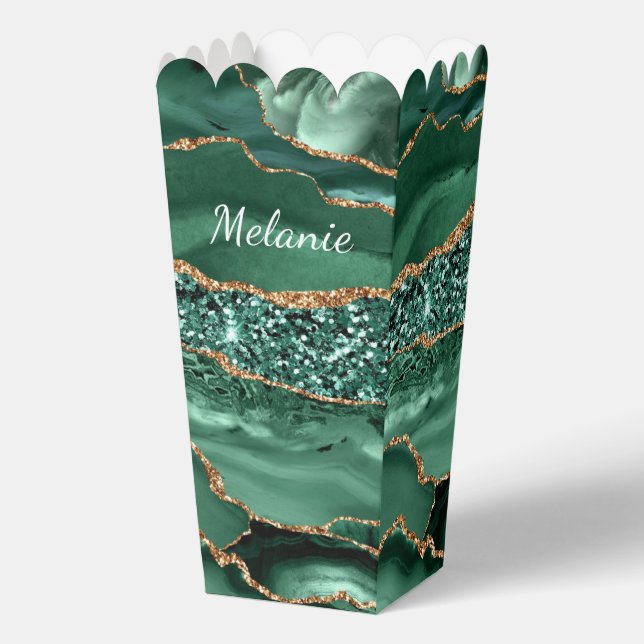 Ballotins Emerald Green Gold Custom Votre Nom Popcorn Box (Recto)