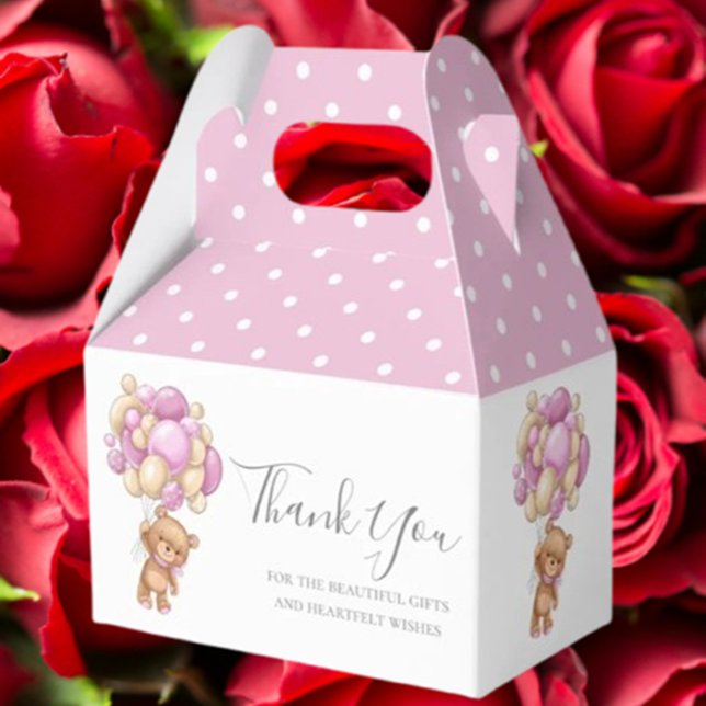 Ballotins Enfants Teddy Balloon Ballotin rose (Delight young guests with our Kids Teddy Balloon Pink Favor Box)
