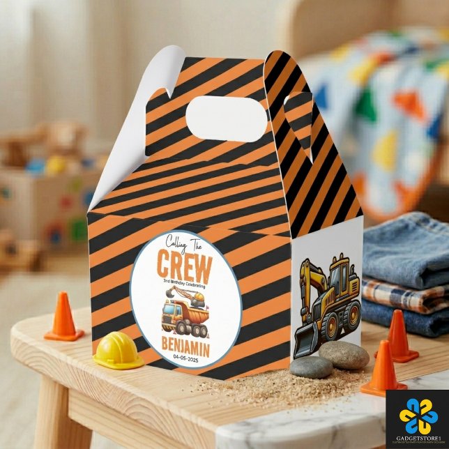 Ballotins Équipe de construction Camion à benne Basculant Ga (Construction Crew Dump Truck Boy 2nd Birthday Favor Boxes
)