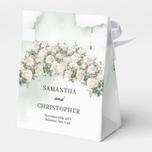 Ballotins Ethéal roses blanches couronne verdure or mariage