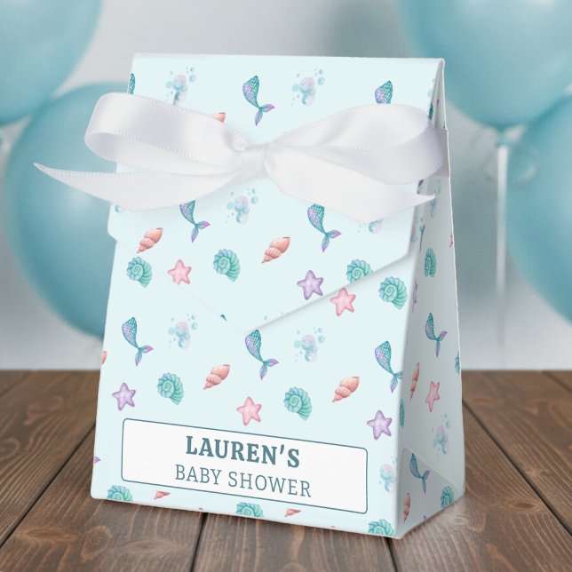 Ballotins Étoile de mer Queue de Sirène Motif Coquillage Ble (Mermaid Tail Starfish Seashell Pattern Blue Favor Boxes
)