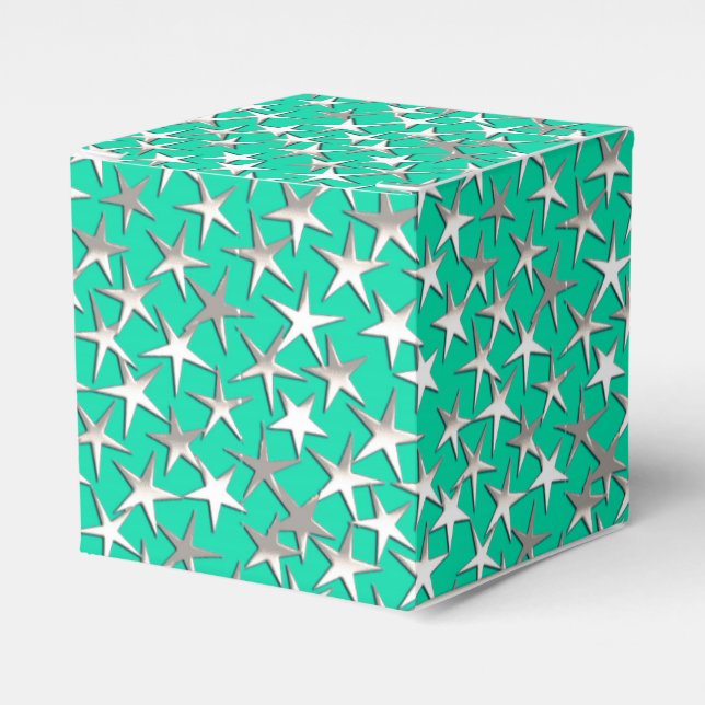 Ballotins étoiles d'argent sur turquoise (Verso)