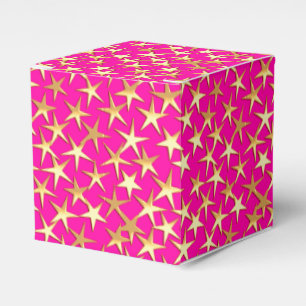 Ballotins étoiles d'or sur fuchsia rose