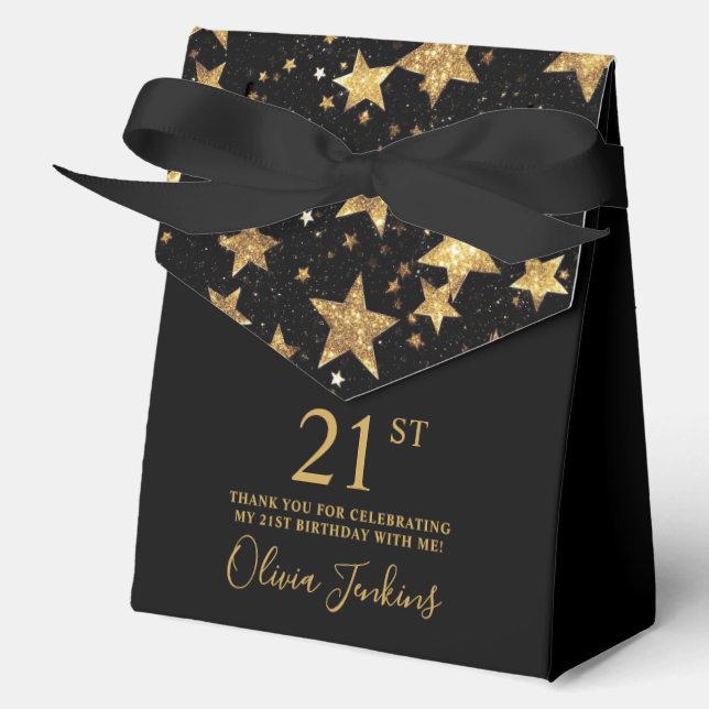 Ballotins Étoiles dorées pour un 21e anniversaire Merci  (Recto)