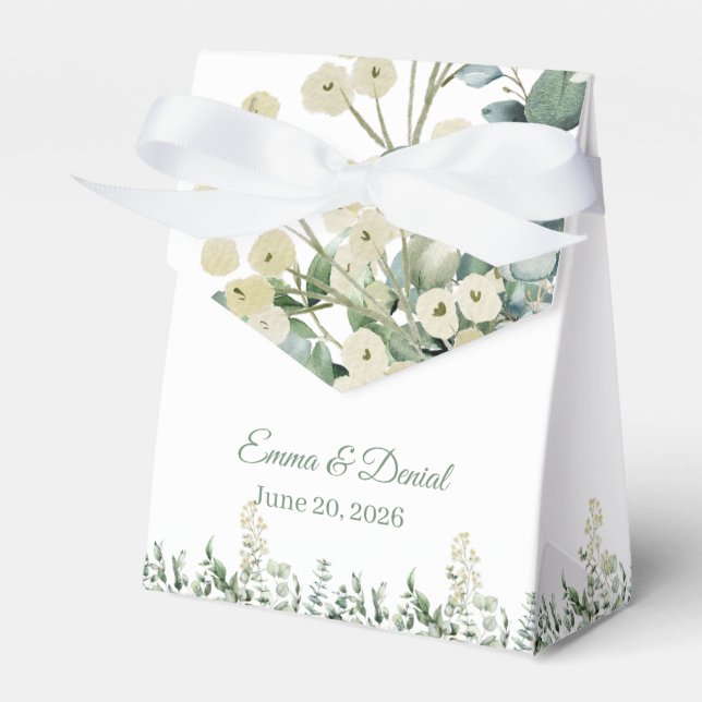 Ballotins Eucalyptus et fleurs blanches Mariage botanique (Verso)