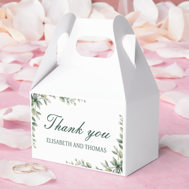 Ballotins Eucalyptus leaves botanical wedding favour box  (Mariage)