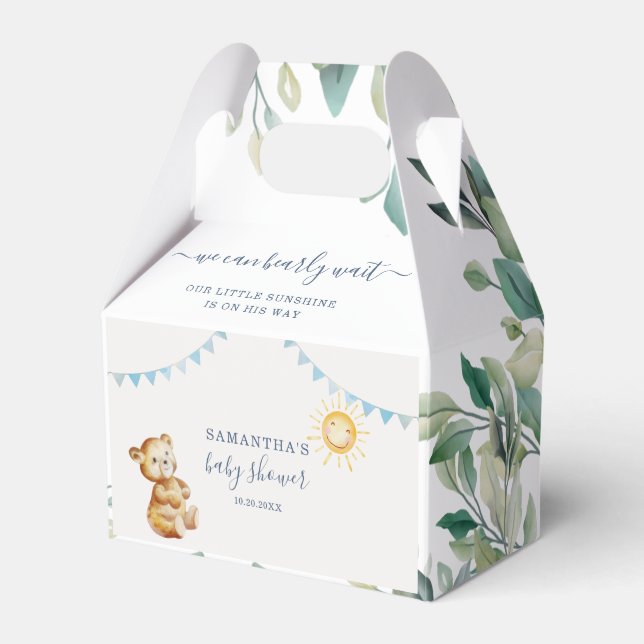 Ballotins Eucalyptus Ours Aquarelle Script Baby shower Garço (Verso)