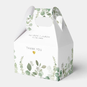 Ballotins eucalyptus verdure aquarelle mariage boîte de fave