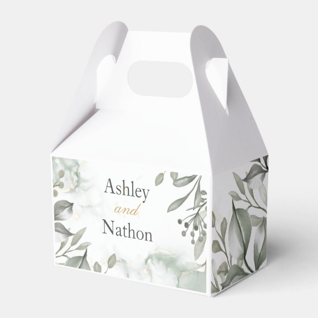 Ballotins Eucalyptus vert & or aquarelle Mariage (Verso)