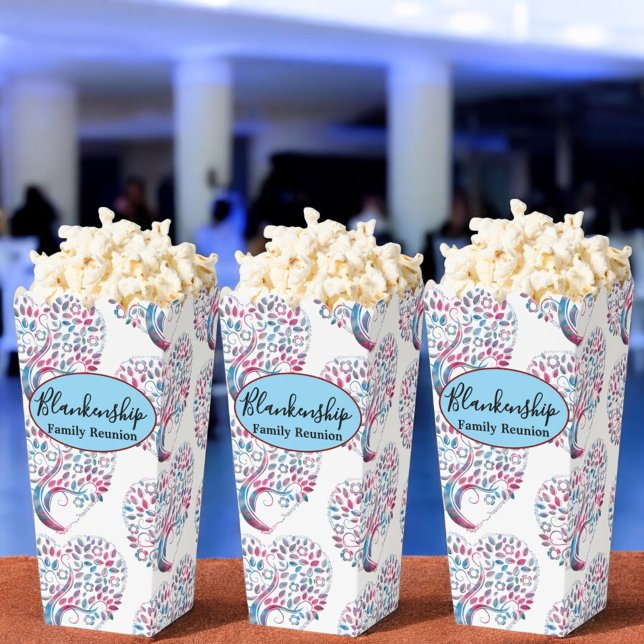 Ballotins Événement spécial Art de l'arbre à coeurs multicol (front popcorn favor box template)