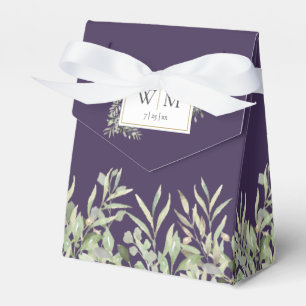 Ballotins Faire-part de mariage Monogramme à feuillage viole