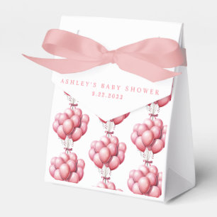 Ballotins Faire-Part Fille Baby Shower Ballons Roses Aquarel