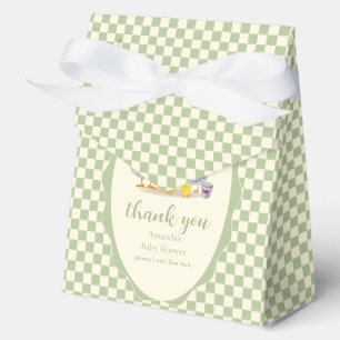 Ballotins Famille de canards en vichy sage pour Baby Shower