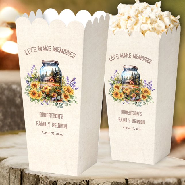 Ballotins Famille Réunion Anniversaire Forêt Cabine Popcorn (Family Reunion Birthday Forest Cabin Popcorn Favor Boxes)