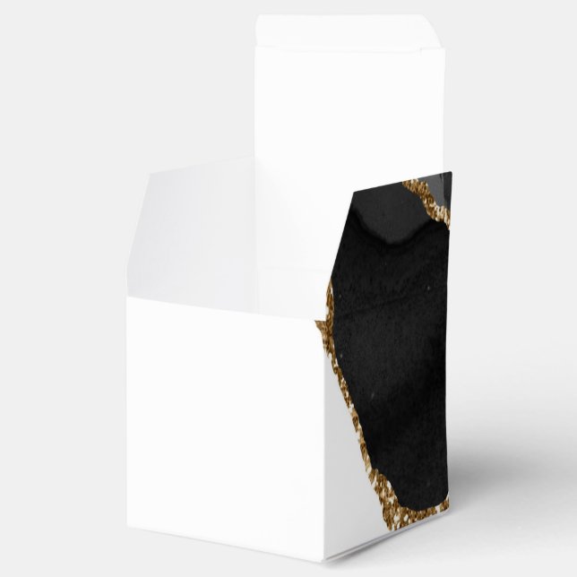 Ballotins Fausse Agate Marbrée Noir Pierre Élégante Luxe Or (Ouvert)