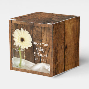 Ballotins Faux Barn Wood Mason Jar White Daisy Barn Mariage