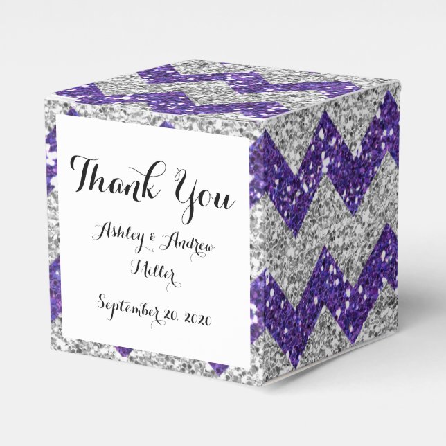 Ballotins Faux Glitter Chevron Pattern Purple Glitter (Verso)