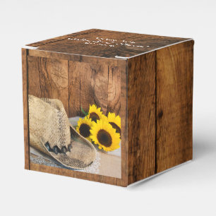 Ballotins Faux Wood, Sunflowers, cowboy Hat Wedding