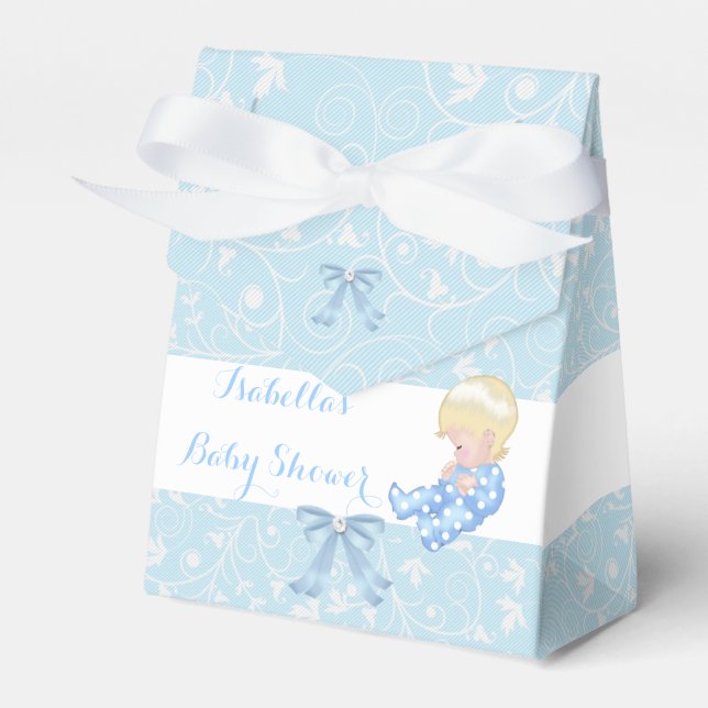 Ballotins Faveur de bébé garcon blond Baby Shower Bleu (Verso)