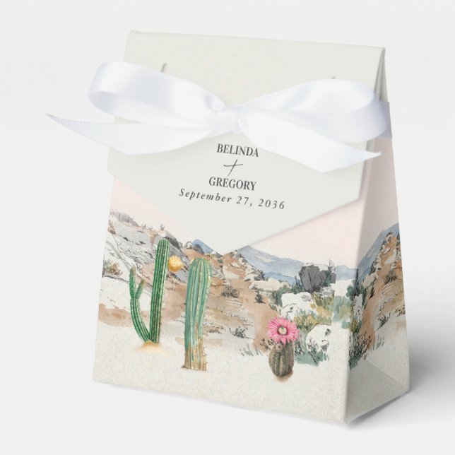 Ballotins Faveur de mariage cactus désert aquarelle Boho (Verso)