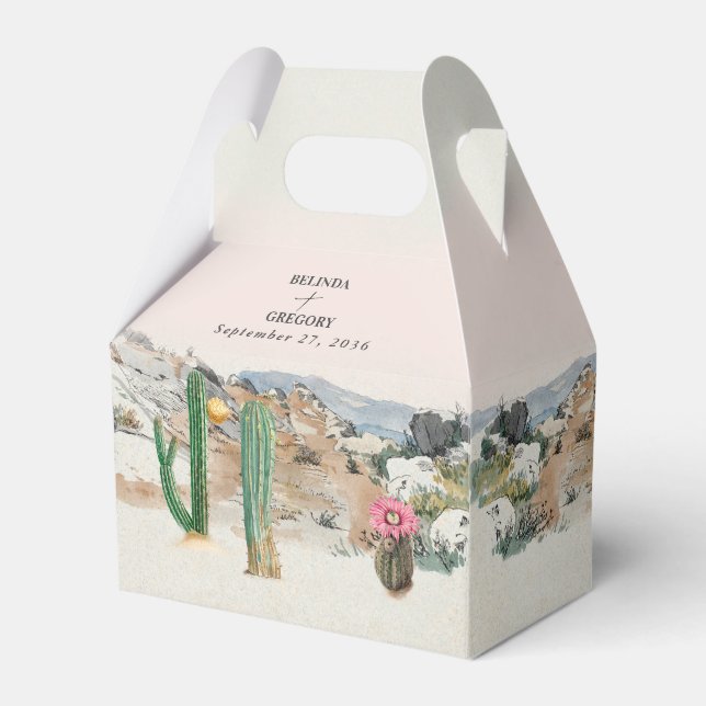 Ballotins Faveur de mariage cactus désert aquarelle Boho (Verso)