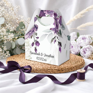 Ballotins Faveur de mariage Pivoines violettes et feuillage
