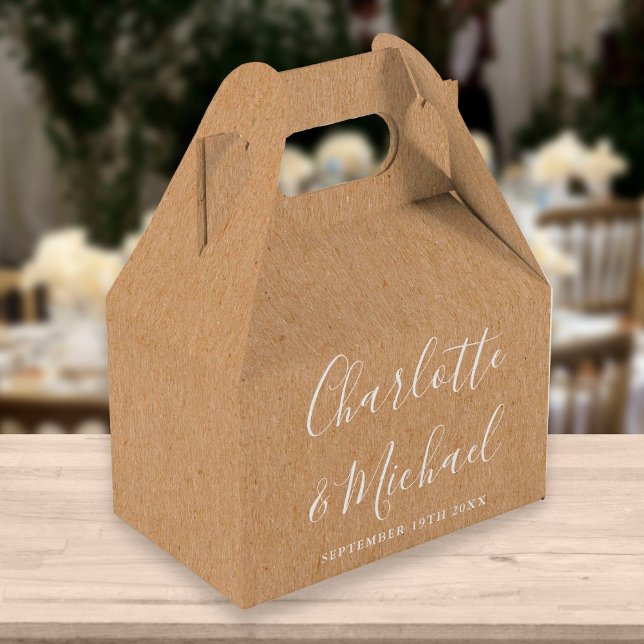 Ballotins Favo de mariage écriture élégante Kraft rustique (Créateur téléchargé)