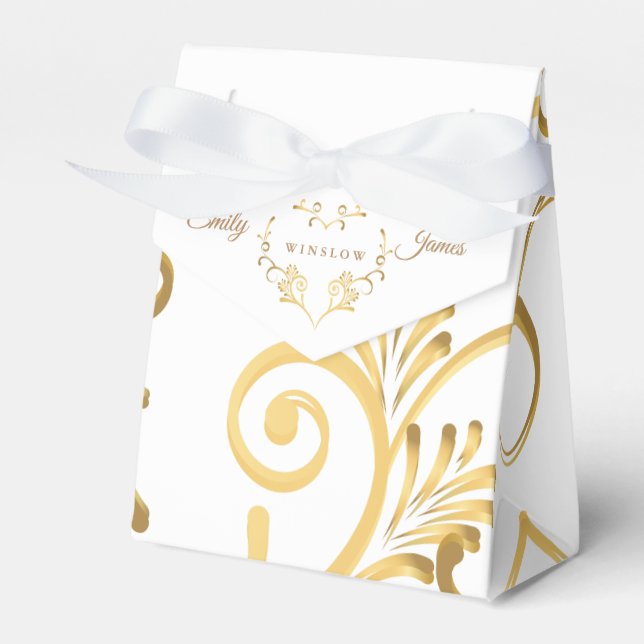 Ballotins Favor Box-Fancy Gold Heart (Verso)